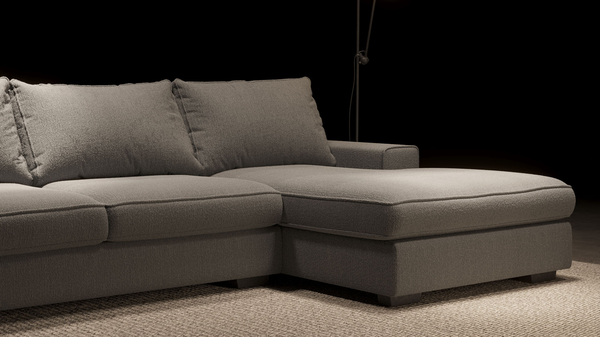 UrbanSofa Brandon Loungebank Casia Barnsly Grey Stijl 1 collectie