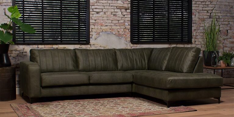 UrbanSofa-Ryan-Hoekbank-Arizona-Leder-Army-Liggend