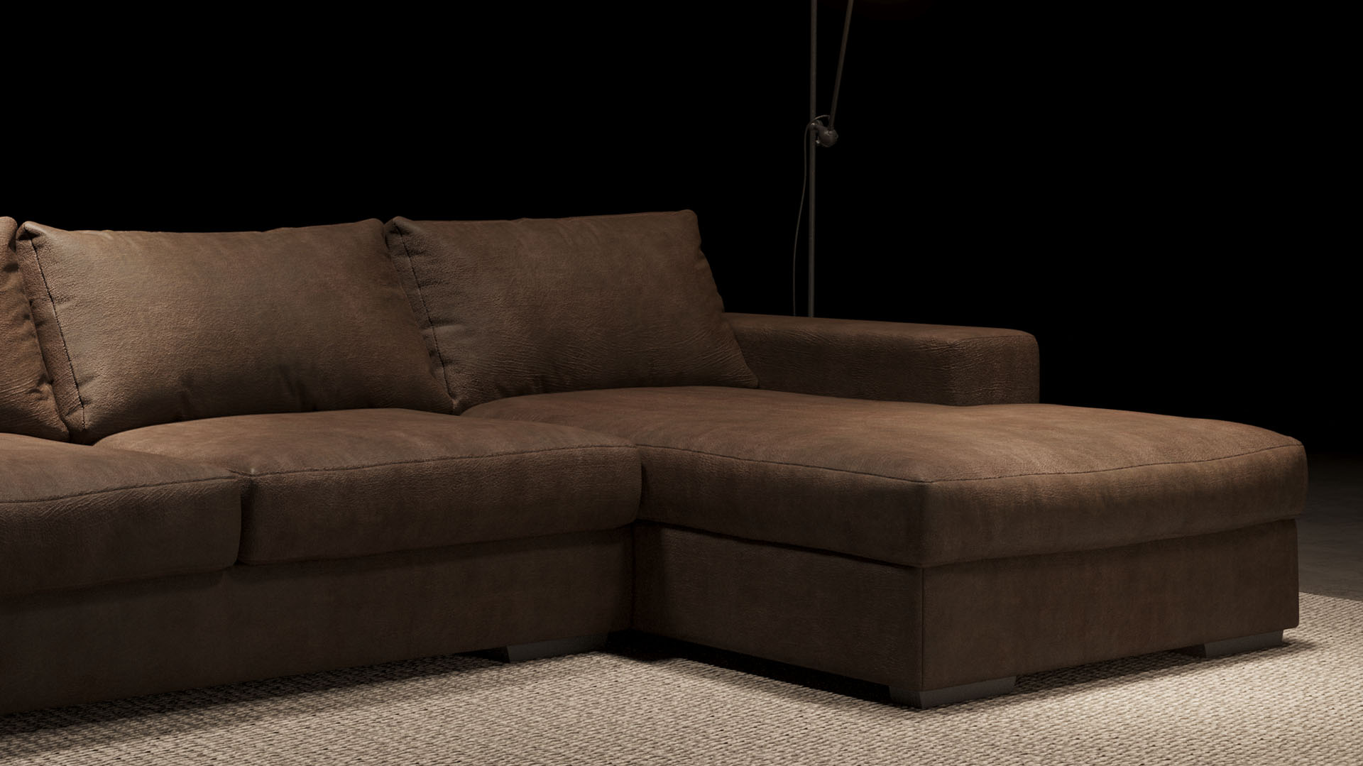 UrbanSofa Ailean Loungebank Casia Gallardo Leder Dark Brown Stijl 1 collectie