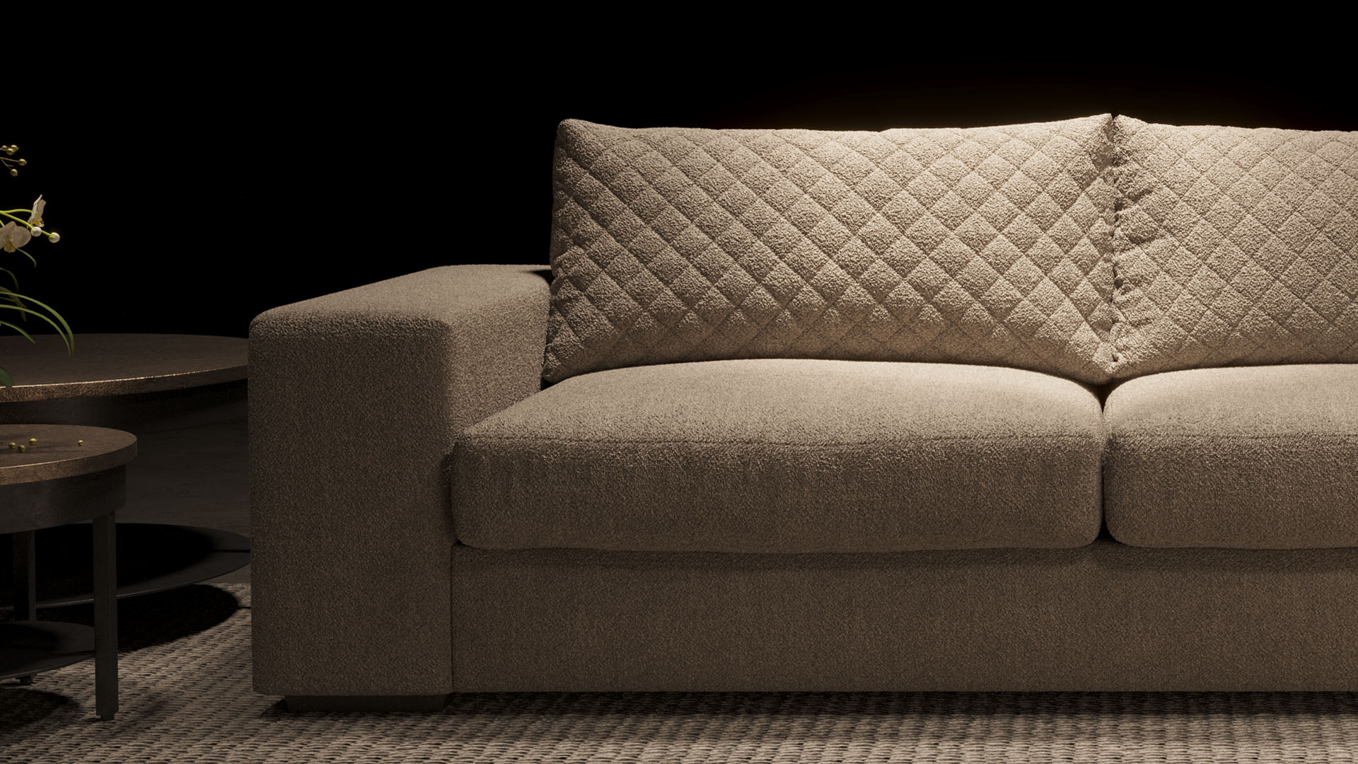 UrbanSofa Ailean Sofa Brooklyn Boucle Sand Stijl 1 collectie
