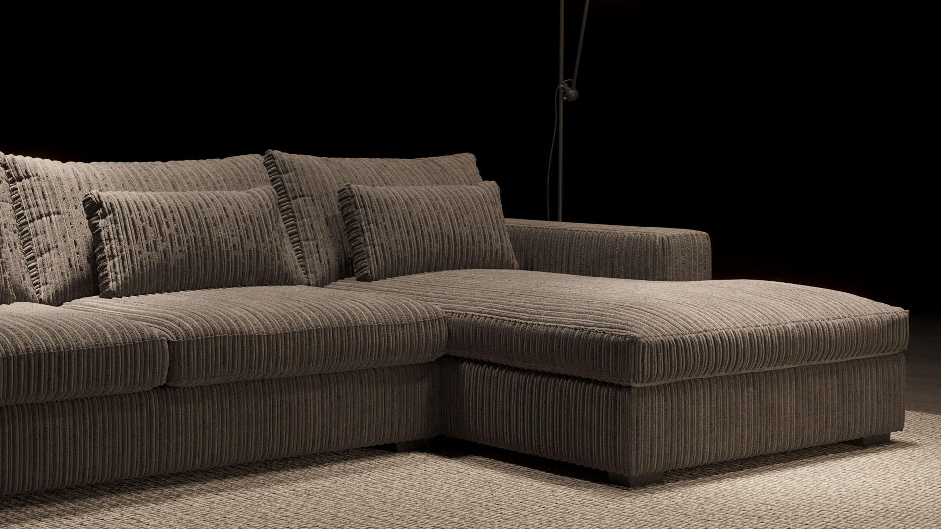 UrbanSofa Lorenzo Loungebank Casia Corduroy Grey Stijl 1 collectie