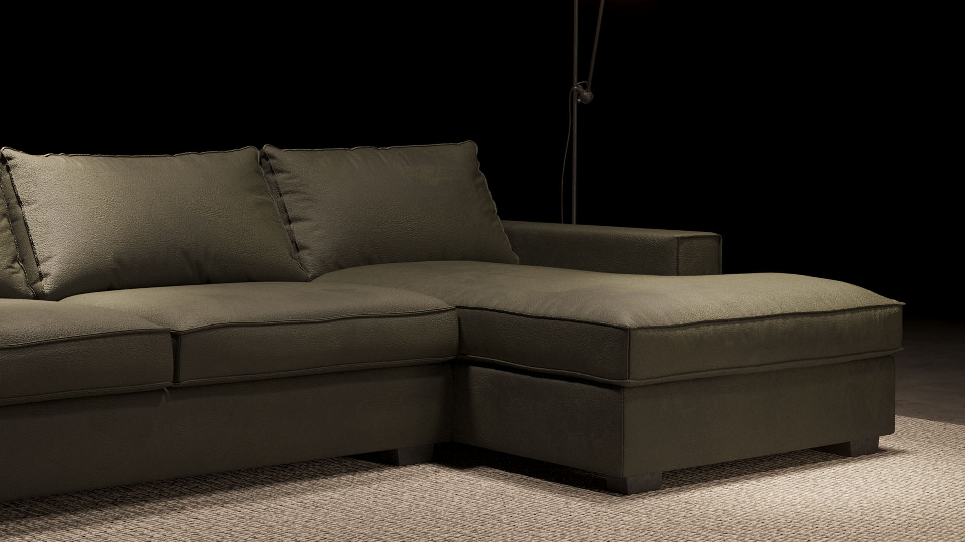 UrbanSofa Merano Loungebank Casia Arizona Leder Army Stijl 1 collectie