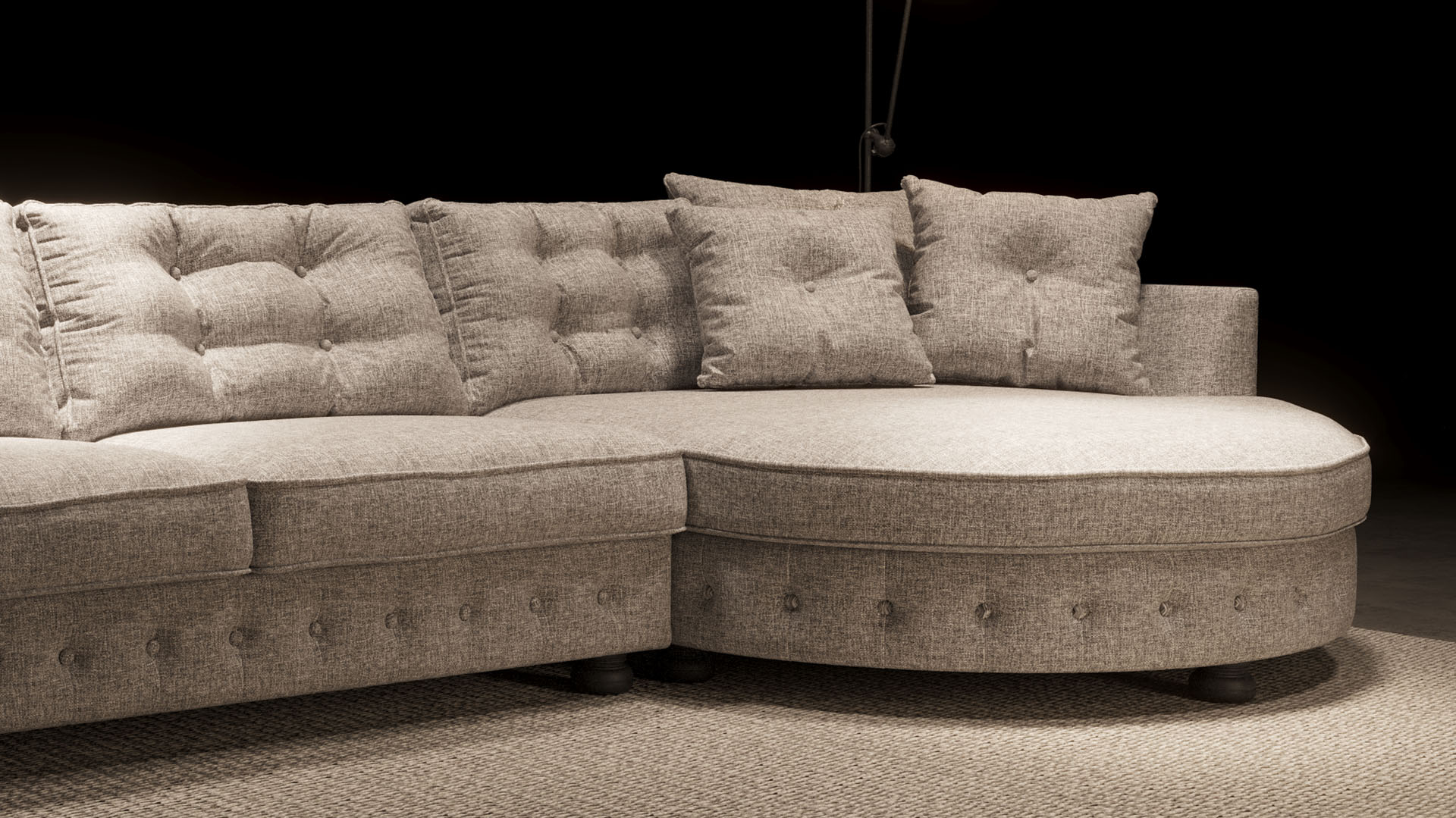 UrbanSofa San Remo Loungebank Rond Presto Marseille Sand Stijl 1 collectie