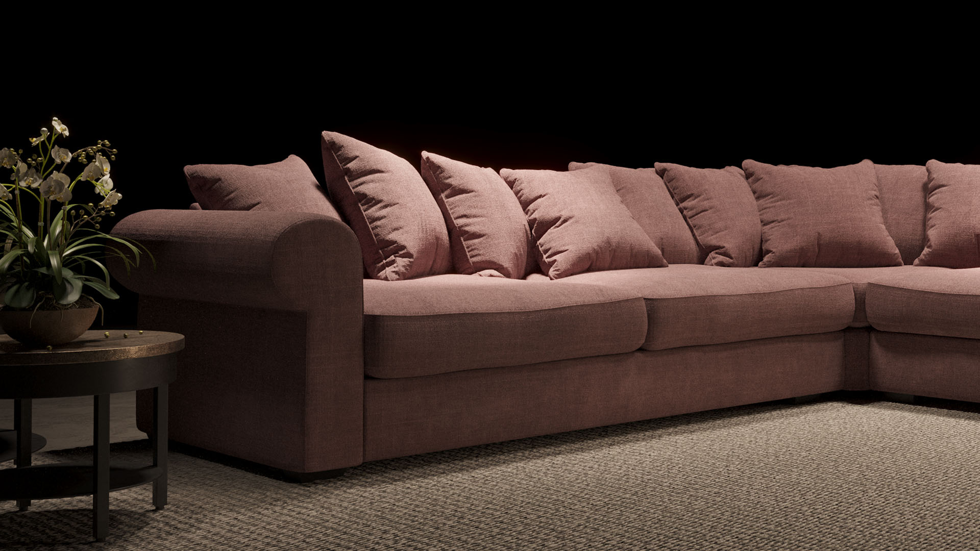 UrbanSofa Merlin Hoekbank Vintage Belize Rose Stijl 1 collectie