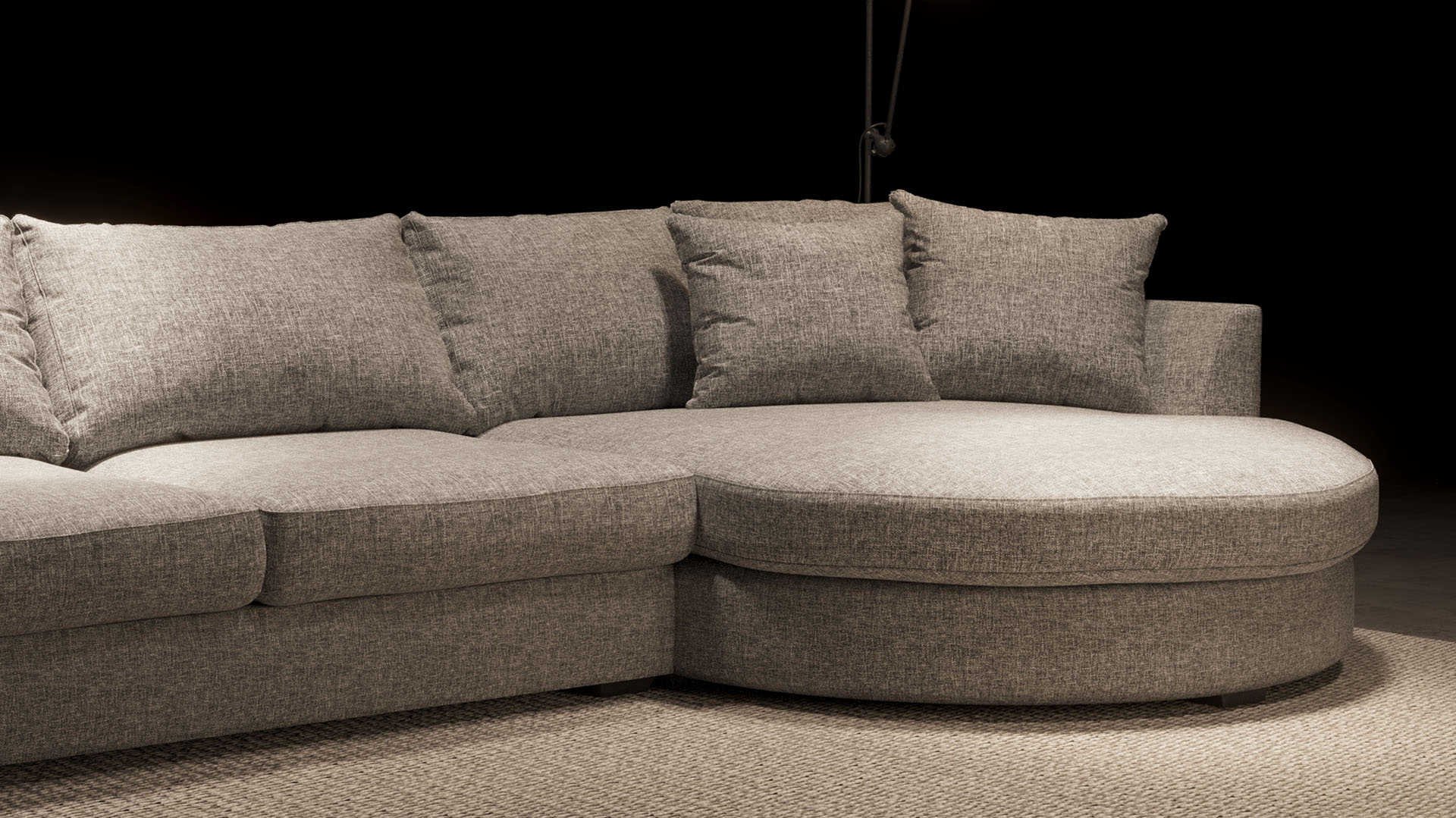 UrbanSofa Merlin Loungebank Rond Casia Marseille Stone Stijl 1 collectie