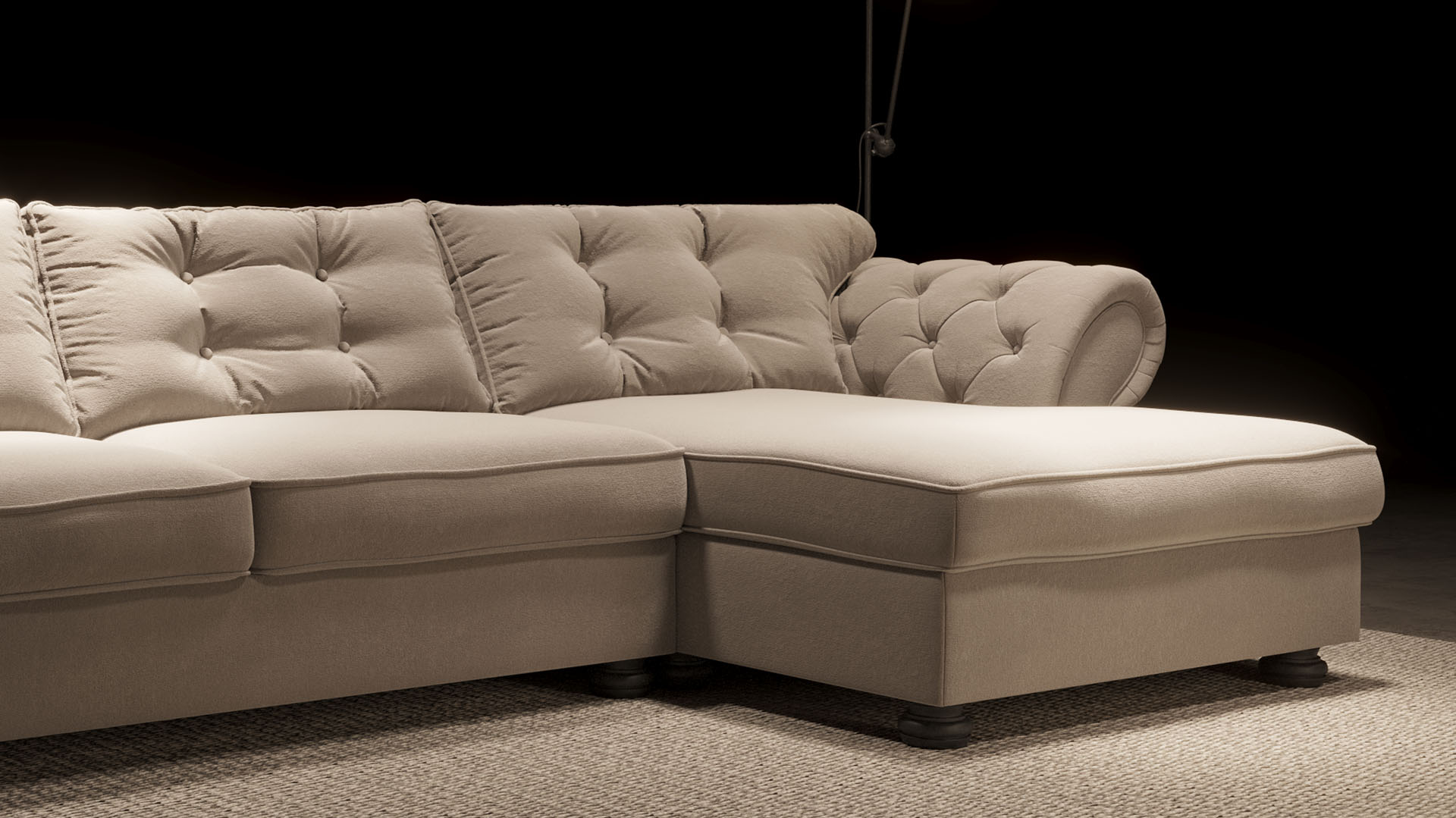 UrbanSofa Montreal Loungebank Presto Velvet Nature Stijl 1 collectie